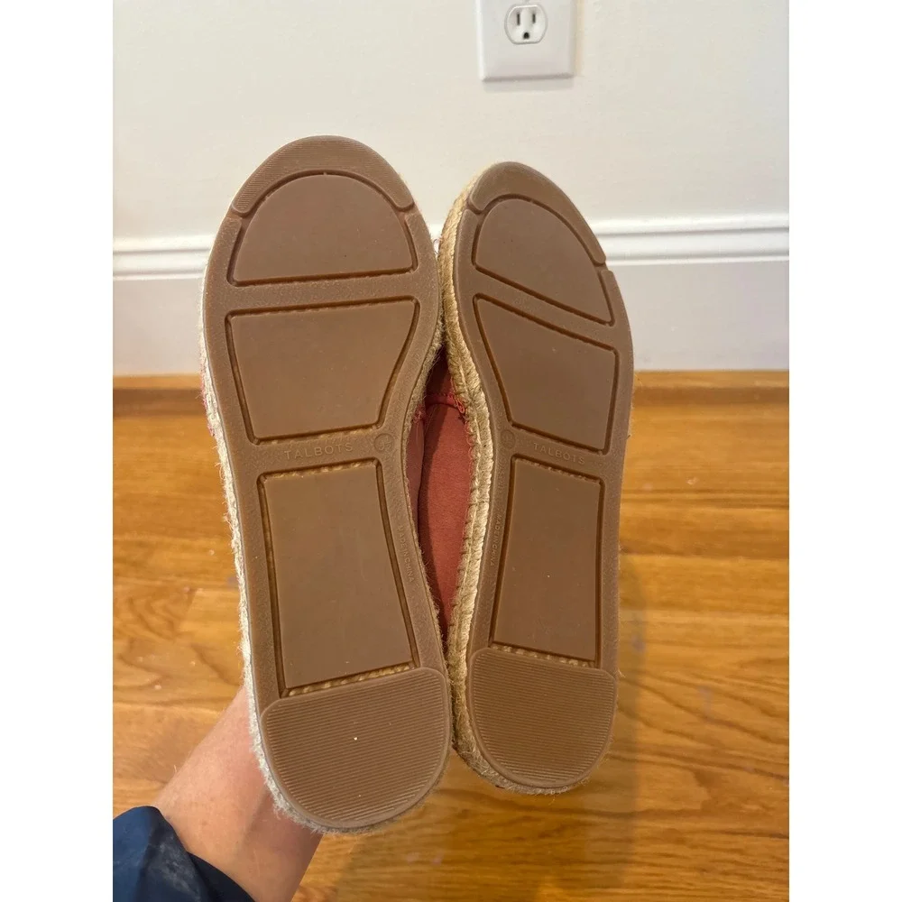 Talbots Pink Suede Leather‎ Cap Toe Espadrille Flats Slip On Shoes Women's 0.5